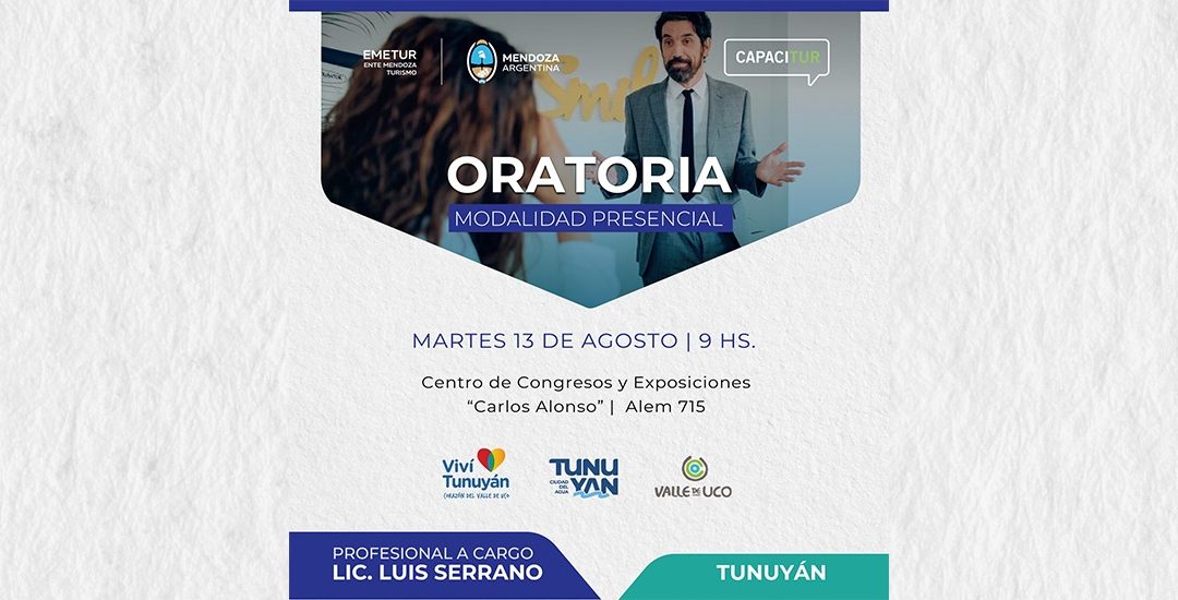 Tunuyán dictará un taller gratuito de oratoria destinado al sector turístico